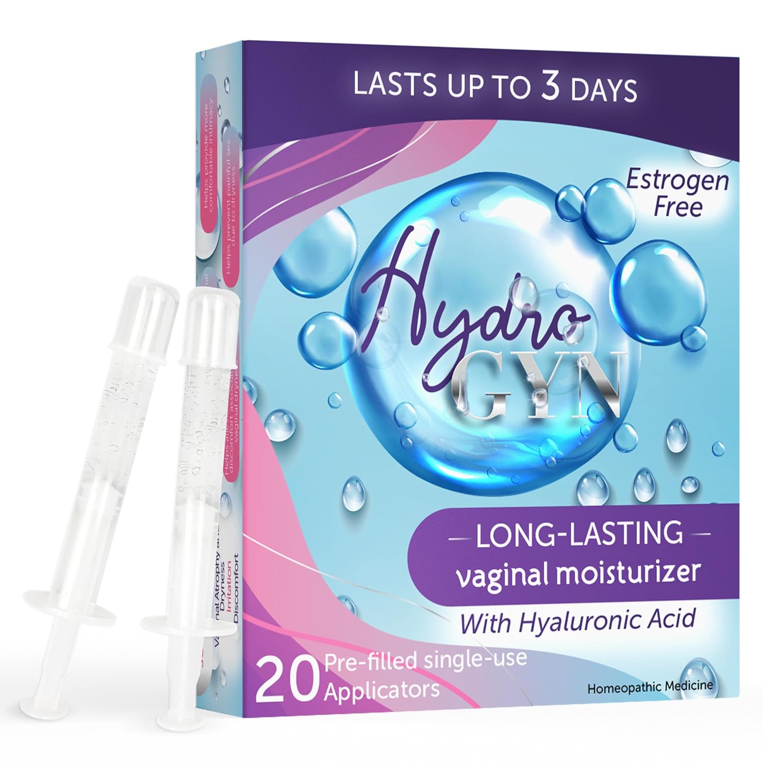 Vaginal Moisturizer for Dryness Relief | Hormone & Estrogen-Free | 20 Pre-Filled Applicators for Long-Lasting Comfort in Pre & Post-Menopausal Women